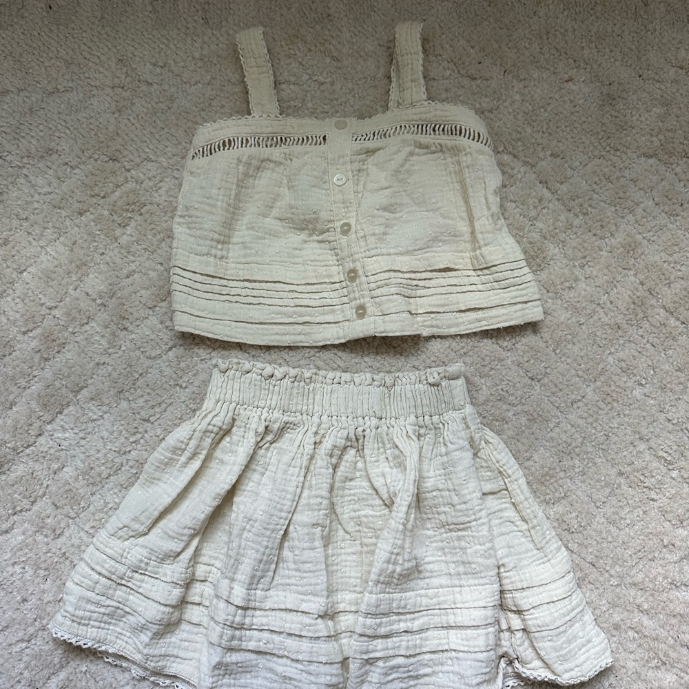 Rylee and Cru  Cotton Crop Top & Skirt Set- girls 4/5